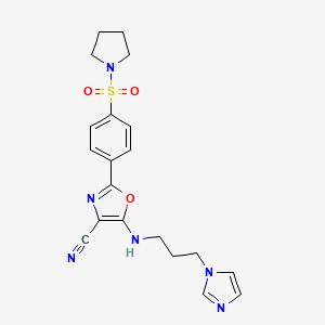 5-{[3-(1H-imidazol-1-yl)propyl]amino}-2-[4-(pyrrolidin-1-ylsulfonyl)phenyl]-1,3-oxazole-4-carbonitrile