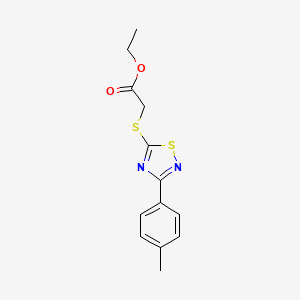 molecular formula C13H14N2O2S2 B2483553 Ethyl 2-((3-(p-tolyl)-1,2,4-thiadiazol-5-yl)thio)acetate CAS No. 864917-58-8