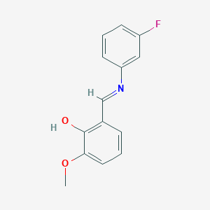 molecular formula C14H12FNO2 B2483554 2-{(E)-[(3-fluorophenyl)imino]methyl}-6-methoxyphenol CAS No. 683248-41-1