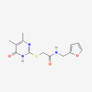 molecular formula C13H15N3O3S B2483556 2-(5,6-Dimethyl-4-oxo-1,4-dihydro-pyrimidin-2-ylsulfanyl)-N-furan-2-ylmethyl-acetamide CAS No. 727421-57-0