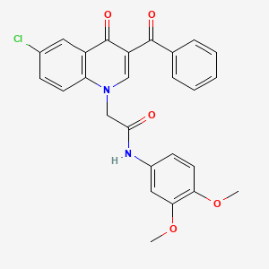 molecular formula C26H21ClN2O5 B2483561 2-(3-benzoyl-6-chloro-4-oxoquinolin-1(4H)-yl)-N-(3,4-dimethoxyphenyl)acetamide CAS No. 895653-70-0