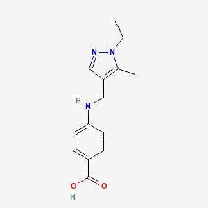 molecular formula C14H17N3O2 B2483562 4-{[(1-Ethyl-5-methyl-1H-pyrazol-4-YL)methyl]amino}benzoic acid CAS No. 1006963-91-2