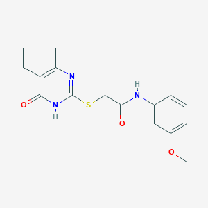 molecular formula C16H19N3O3S B2483564 2-((5-ethyl-4-methyl-6-oxo-1,6-dihydropyrimidin-2-yl)thio)-N-(3-methoxyphenyl)acetamide CAS No. 552309-22-5