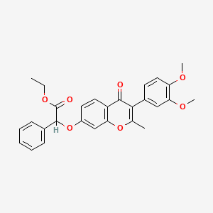 molecular formula C28H26O7 B2483566 Ethyl 2-[3-(3,4-dimethoxyphenyl)-2-methyl-4-oxochromen-7-yl]oxy-2-phenylacetate CAS No. 610763-09-2