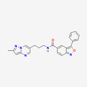 molecular formula C24H21N5O2 B2483579 N-(3-(2-methylpyrazolo[1,5-a]pyrimidin-6-yl)propyl)-3-phenylbenzo[c]isoxazole-5-carboxamide CAS No. 1797874-60-2