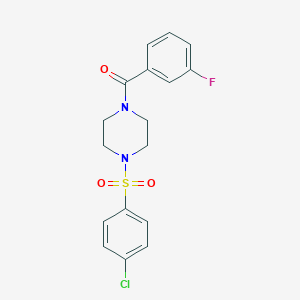 molecular formula C17H16ClFN2O3S B248358 [4-(4-Chloro-benzenesulfonyl)-piperazin-1-yl]-(3-fluoro-phenyl)-methanone 