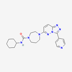 molecular formula C22H28N8O B2483585 N-Cyclohexyl-4-(3-pyridin-4-yl-[1,2,4]triazolo[4,3-b]pyridazin-6-yl)-1,4-diazepane-1-carboxamide CAS No. 2380179-95-1