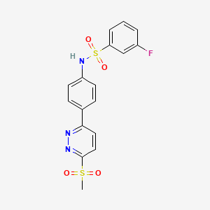 molecular formula C17H14FN3O4S2 B2483586 3-氟-N-[4-(6-甲磺基吡啶-3-基)苯基]苯磺酰胺 CAS No. 921585-25-3