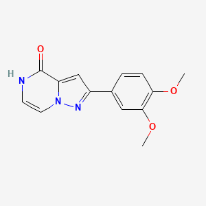 molecular formula C14H13N3O3 B2483590 2-(3,4-dimethoxyphenyl)pyrazolo[1,5-a]pyrazin-4(5H)-one CAS No. 1255788-77-2