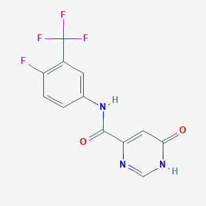 molecular formula C12H7F4N3O2 B2483595 N-(4-氟-3-(三氟甲基)苯基)-6-羟基吡嘧啶-4-甲酰胺 CAS No. 2034360-25-1