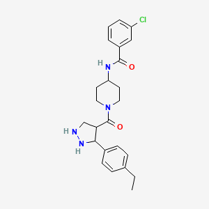 3-chloro-N-[1-[3-(4-ethylphenyl)pyrazolidine-4-carbonyl]piperidin-4-yl]benzamide