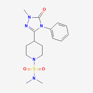 molecular formula C16H23N5O3S B2483616 N,N-dimethyl-4-(1-methyl-5-oxo-4-phenyl-4,5-dihydro-1H-1,2,4-triazol-3-yl)piperidine-1-sulfonamide CAS No. 1421476-29-0