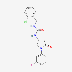 molecular formula C18H17ClFN3O2 B2483629 1-(2-Chlorobenzyl)-3-(1-(3-fluorophenyl)-5-oxopyrrolidin-3-yl)urea CAS No. 891104-02-2