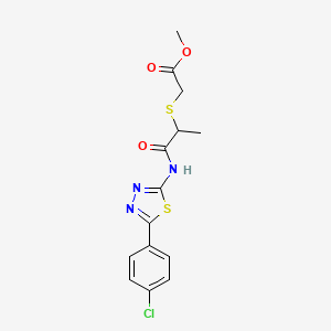 Methyl 2-((1-((5-(4-chlorophenyl)-1,3,4-thiadiazol-2-yl)amino)-1-oxopropan-2-yl)thio)acetate