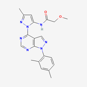 molecular formula C20H21N7O2 B2483636 N-(1-(1-(2,4-dimethylphenyl)-1H-pyrazolo[3,4-d]pyrimidin-4-yl)-3-methyl-1H-pyrazol-5-yl)-2-methoxyacetamide CAS No. 1005716-40-4