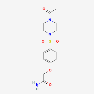 molecular formula C14H19N3O5S B2483640 2-(4-((4-Acetylpiperazin-1-yl)sulfonyl)phenoxy)acetamide CAS No. 2034587-44-3