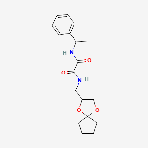 molecular formula C18H24N2O4 B2483646 N1-(1,4-dioxaspiro[4.4]nonan-2-ylmethyl)-N2-(1-phenylethyl)oxalamide CAS No. 899963-26-9