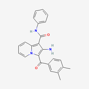 molecular formula C24H21N3O2 B2483648 2-amino-3-(3,4-dimethylbenzoyl)-N-phenylindolizine-1-carboxamide CAS No. 898452-86-3