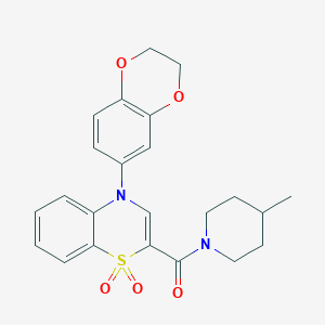 (4-(2,3-dihydrobenzo[b][1,4]dioxin-6-yl)-1,1-dioxido-4H-benzo[b][1,4]thiazin-2-yl)(4-methylpiperidin-1-yl)methanone