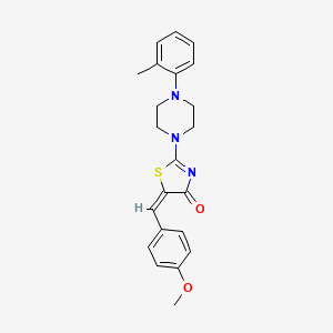 molecular formula C22H23N3O2S B2483665 (E)-5-(4-甲氧基苄基亚甲基)-2-(4-(邻甲苯)哌嗪-1-基)噻唑-4(5H)-酮 CAS No. 375834-05-2