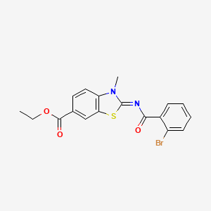 molecular formula C18H15BrN2O3S B2483672 (E)-ethyl 2-((2-bromobenzoyl)imino)-3-methyl-2,3-dihydrobenzo[d]thiazole-6-carboxylate CAS No. 865545-09-1
