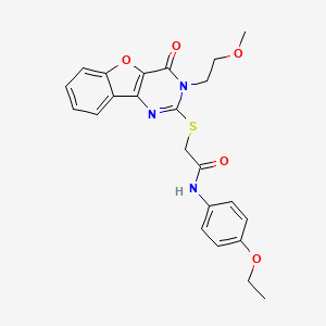 molecular formula C23H23N3O5S B2483687 N-(4-乙氧基苯基)-2-{[5-(2-甲氧基乙基)-6-氧代-8-氧代-3,5-二氮杂三环[7.4.0.0^{2,7}]十三碳-1(9),2(7),3,10,12-五烯-4-基]硫醇}乙酰胺 CAS No. 866894-74-8