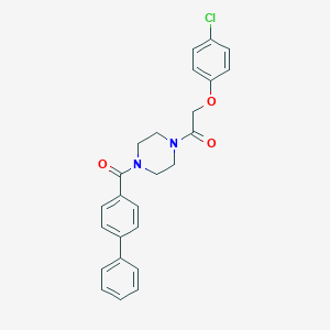 molecular formula C25H23ClN2O3 B248369 1-[4-(Biphenyl-4-ylcarbonyl)piperazin-1-yl]-2-(4-chlorophenoxy)ethanone 