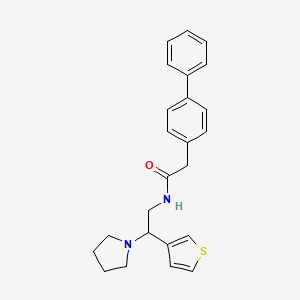 molecular formula C24H26N2OS B2483691 2-([1,1'-biphenyl]-4-yl)-N-(2-(pyrrolidin-1-yl)-2-(thiophen-3-yl)ethyl)acetamide CAS No. 946327-54-4