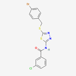 molecular formula C16H11BrClN3OS2 B2483692 N-(5-((4-bromobenzyl)thio)-1,3,4-thiadiazol-2-yl)-3-chlorobenzamide CAS No. 392302-80-6