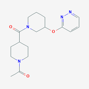 molecular formula C17H24N4O3 B2483693 1-(4-(3-(Pyridazin-3-yloxy)piperidine-1-carbonyl)piperidin-1-yl)ethanone CAS No. 2034484-16-5