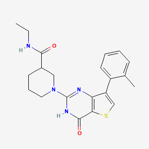 molecular formula C21H24N4O2S B2483696 N-ethyl-1-[7-(2-methylphenyl)-4-oxo-3,4-dihydrothieno[3,2-d]pyrimidin-2-yl]piperidine-3-carboxamide CAS No. 1243088-47-2