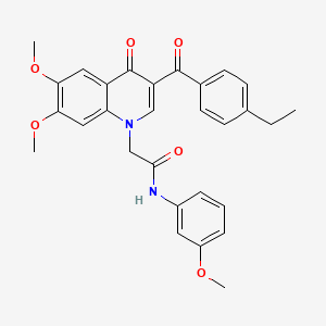 molecular formula C29H28N2O6 B2483706 2-[3-(4-ethylbenzoyl)-6,7-dimethoxy-4-oxoquinolin-1-yl]-N-(3-methoxyphenyl)acetamide CAS No. 866590-32-1