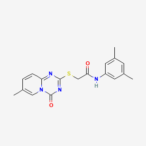 molecular formula C18H18N4O2S B2483709 N-(3,5-dimethylphenyl)-2-(7-methyl-4-oxopyrido[1,2-a][1,3,5]triazin-2-yl)sulfanylacetamide CAS No. 896318-85-7