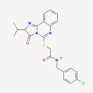 molecular formula C22H21ClN4O2S B2483711 N-(4-chlorobenzyl)-2-((2-isopropyl-3-oxo-2,3-dihydroimidazo[1,2-c]quinazolin-5-yl)thio)acetamide CAS No. 959552-49-9