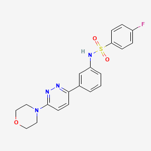 molecular formula C20H19FN4O3S B2483721 4-氟-N-[3-(6-吗啉基吡啶并[3,2-d]嘧啶-3-基)苯基]苯磺酰胺 CAS No. 904824-51-7