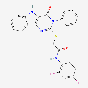 molecular formula C24H16F2N4O2S B2483724 N-(2,4-difluorophenyl)-2-[(4-oxo-3-phenyl-5H-pyrimido[5,4-b]indol-2-yl)sulfanyl]acetamide CAS No. 536703-71-6