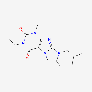 molecular formula C15H21N5O2 B2483735 3-ethyl-8-isobutyl-1,7-dimethyl-1H-imidazo[2,1-f]purine-2,4(3H,8H)-dione CAS No. 941950-99-8
