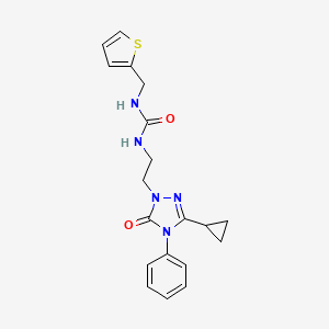 molecular formula C19H21N5O2S B2483742 1-(2-(3-cyclopropyl-5-oxo-4-phenyl-4,5-dihydro-1H-1,2,4-triazol-1-yl)ethyl)-3-(thiophen-2-ylmethyl)urea CAS No. 1396808-04-0
