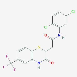 molecular formula C17H11Cl2F3N2O2S B2483746 N-(2,5-dichlorophenyl)-2-[3-oxo-6-(trifluoromethyl)-3,4-dihydro-2H-1,4-benzothiazin-2-yl]acetamide CAS No. 694516-20-6