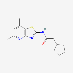 molecular formula C15H19N3OS B2483752 2-cyclopentyl-N-(5,7-dimethylthiazolo[4,5-b]pyridin-2-yl)acetamide CAS No. 1020967-90-1