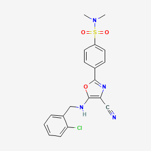 molecular formula C19H17ClN4O3S B2483758 4-{5-[(2-chlorobenzyl)amino]-4-cyano-1,3-oxazol-2-yl}-N,N-dimethylbenzenesulfonamide CAS No. 941240-41-1
