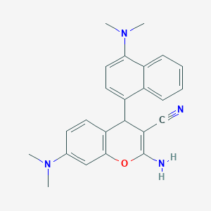 molecular formula C24H24N4O B2483766 2-Amino-7-(dimethylamino)-4-(4-(dimethylamino)naphthalen-1-yl)-4H-chromene-3-carbonitrile CAS No. 1384170-58-4
