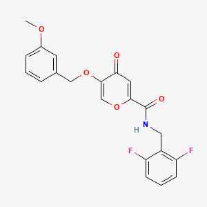 molecular formula C21H17F2NO5 B2483775 N-(2,6-二氟苄基)-5-((3-甲氧基苄基)氧基)-4-氧代-4H-吡喃-2-甲酸酰胺 CAS No. 1021258-36-5
