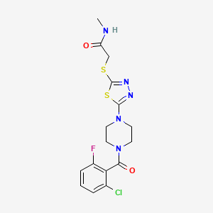 molecular formula C16H17ClFN5O2S2 B2483784 2-((5-(4-(2-氯-6-氟苯甲酰基)哌嗪-1-基)-1,3,4-噻二唑-2-基)硫)-N-甲基乙酰胺 CAS No. 1105226-40-1