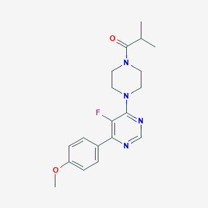 molecular formula C19H23FN4O2 B2483789 1-[4-[5-Fluoro-6-(4-methoxyphenyl)pyrimidin-4-yl]piperazin-1-yl]-2-methylpropan-1-one CAS No. 2380063-42-1