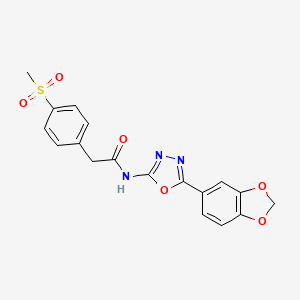 N-(5-(benzo[d][1,3]dioxol-5-yl)-1,3,4-oxadiazol-2-yl)-2-(4-(methylsulfonyl)phenyl)acetamide