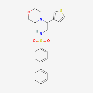 molecular formula C22H24N2O3S2 B2483809 N-(2-morpholino-2-(thiophen-3-yl)ethyl)-[1,1'-biphenyl]-4-sulfonamide CAS No. 946249-61-2