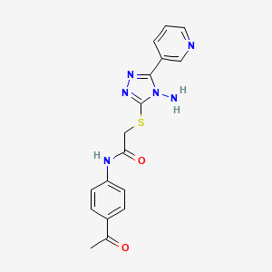 molecular formula C17H16N6O2S B2483822 N-(4-acetylphenyl)-2-{[4-amino-5-(pyridin-3-yl)-4H-1,2,4-triazol-3-yl]sulfanyl}acetamide CAS No. 728894-00-6