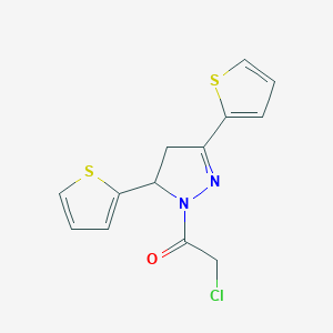 molecular formula C13H11ClN2OS2 B2483827 1-[3,5-bis(thiophen-2-yl)-4,5-dihydro-1H-pyrazol-1-yl]-2-chloroethan-1-one CAS No. 799837-78-8