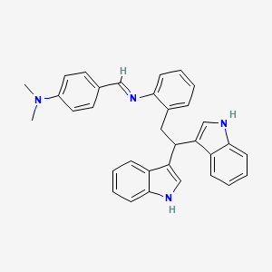 4-[[2-[2,2-bis(1H-indol-3-yl)ethyl]phenyl]iminomethyl]-N,N-dimethylaniline